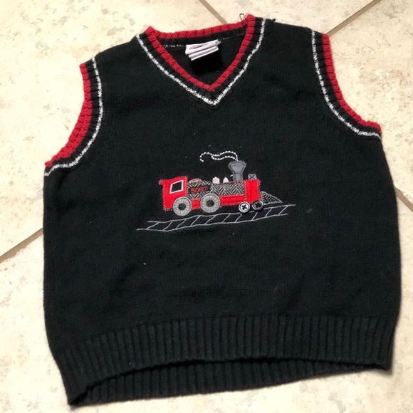 Boys Christmas Train Sweater Vest Train - Picture 3 of 6